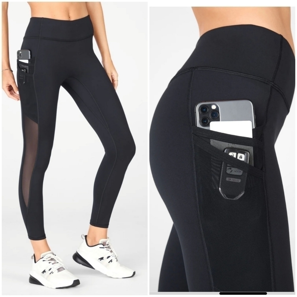 𝅺new. NWT Fabletics Trinity Mid-Rise Pocket 7/8 Color black, Size M/8